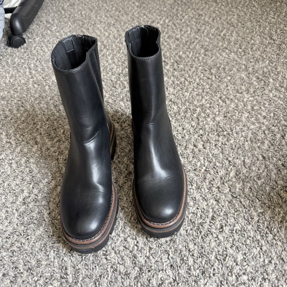 Kork-Ease Black Lace-Up Platform Boots with Brown Trim - Picture 2 of 8